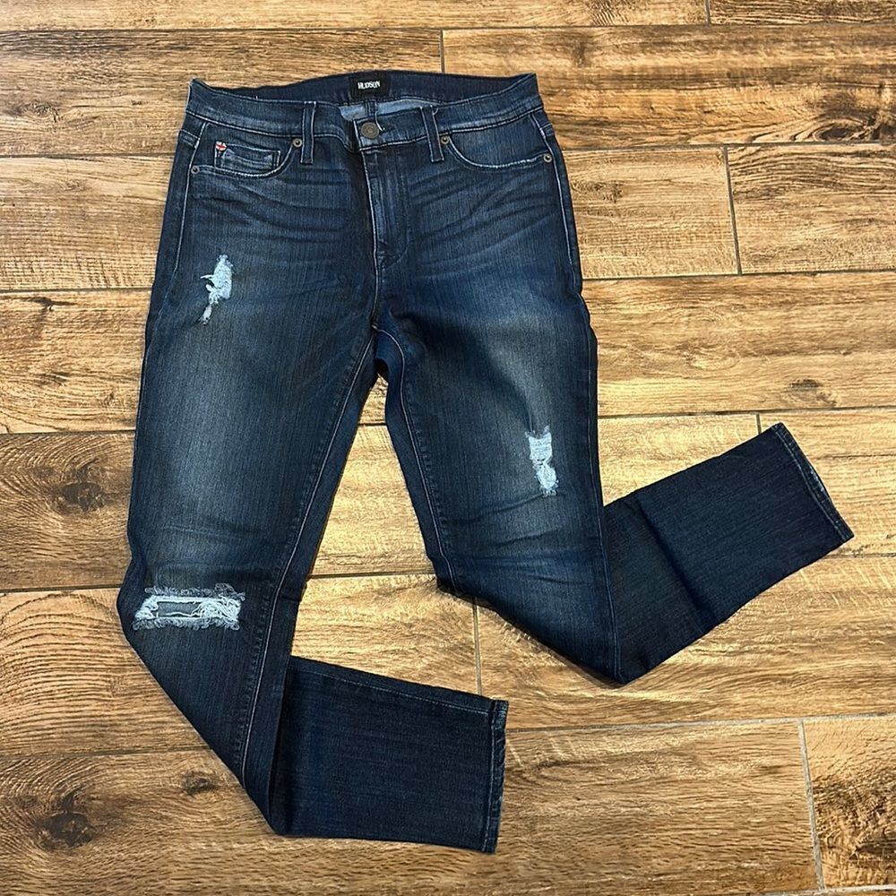 👖 Hudson Dark Wash Skinny Jeans - Size 28 - Distressed Very Soft & Stretchy